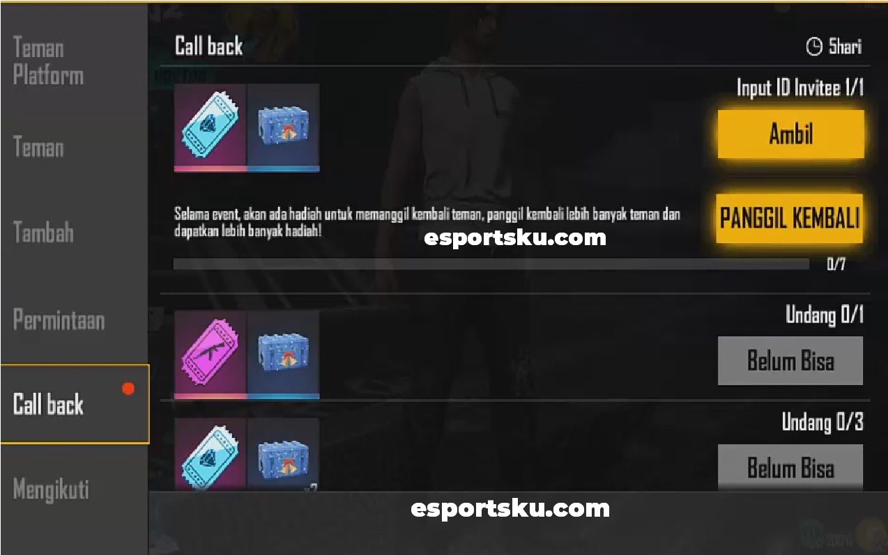 Dapatkan Jackpot Diamond FF Di Event Call Back Free Fire Esportsku