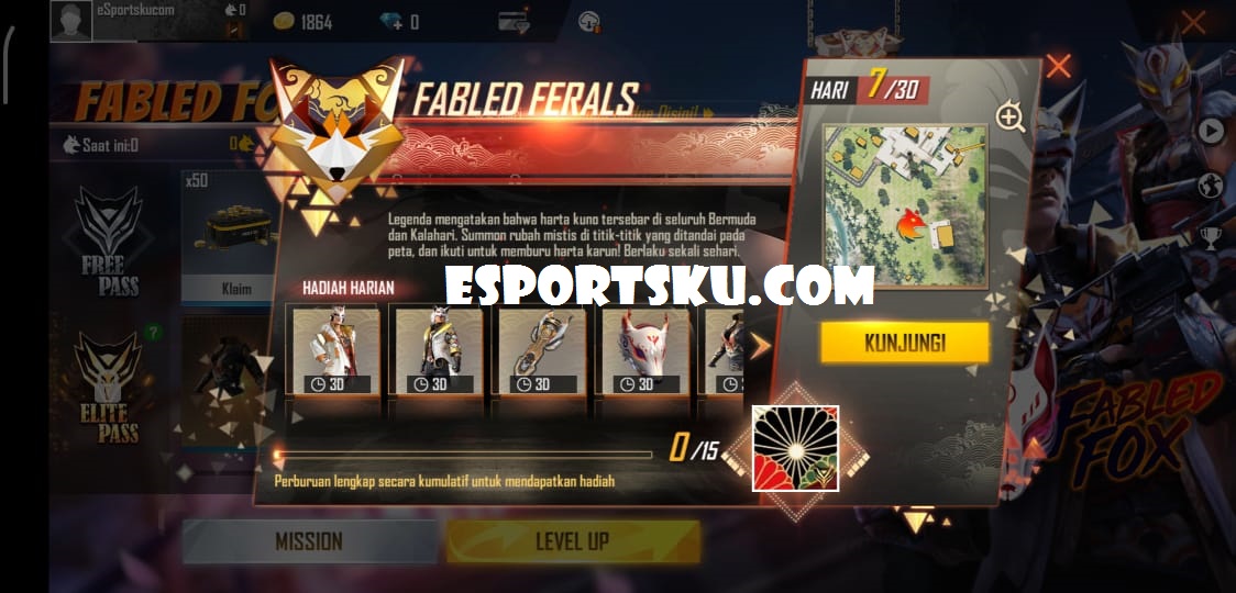 Lokasi Peta Harta Hari Ke 7 Free Fire Elite Pass 25 Bermuda FF Esportsku