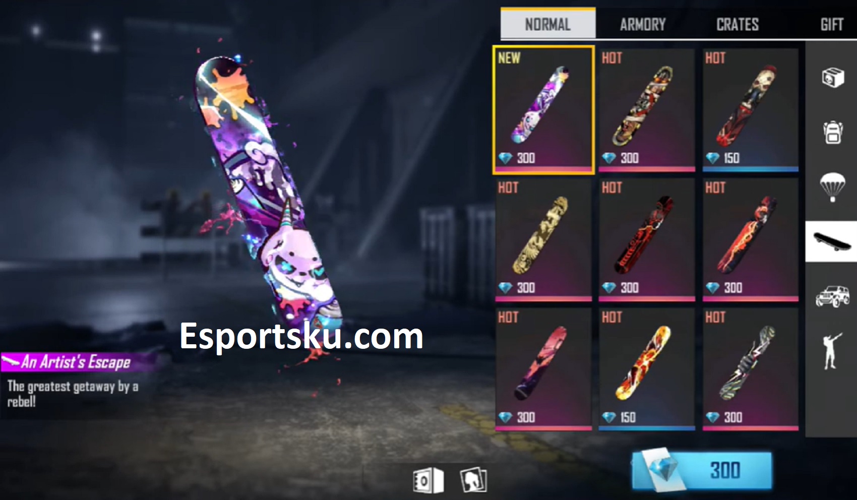 Cara Mendapatkan Skin Surfboard An Artist Escape Free Fire Esportsku