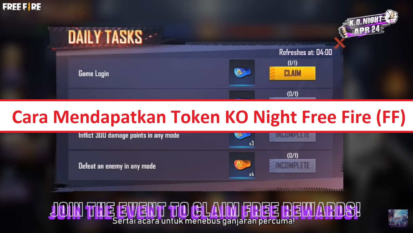 Cara Mendapatkan Token Ko Night Free Fire Ff Esportsku