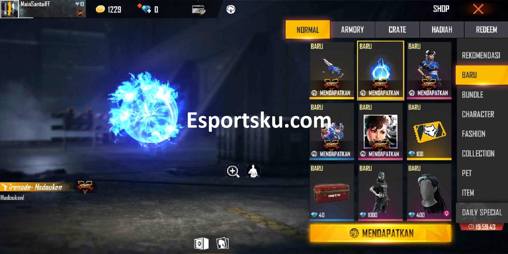 Cara Mendapatkan Grenade Hadouken Free Fire FF Esportsku