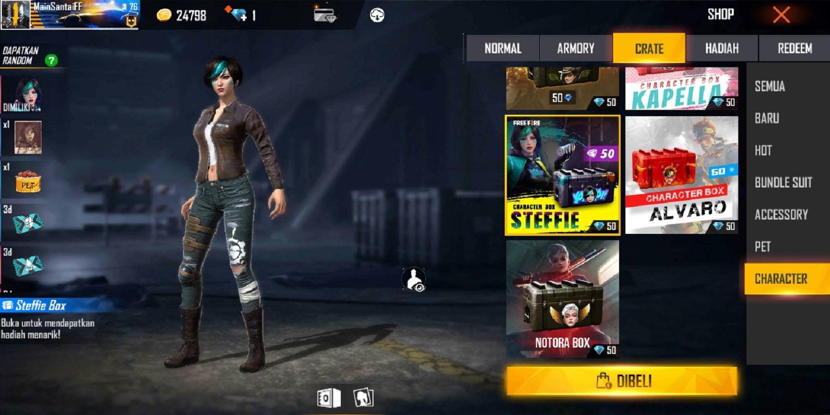 Cara Mendapatkan Steffie Loot Crate Free Fire FF Esportsku