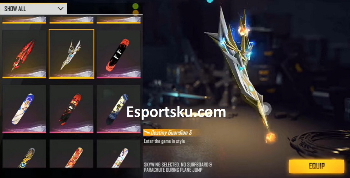 Cara Mendapatkan Surfboard Destiny Guardian Free Fire FF Esportsku