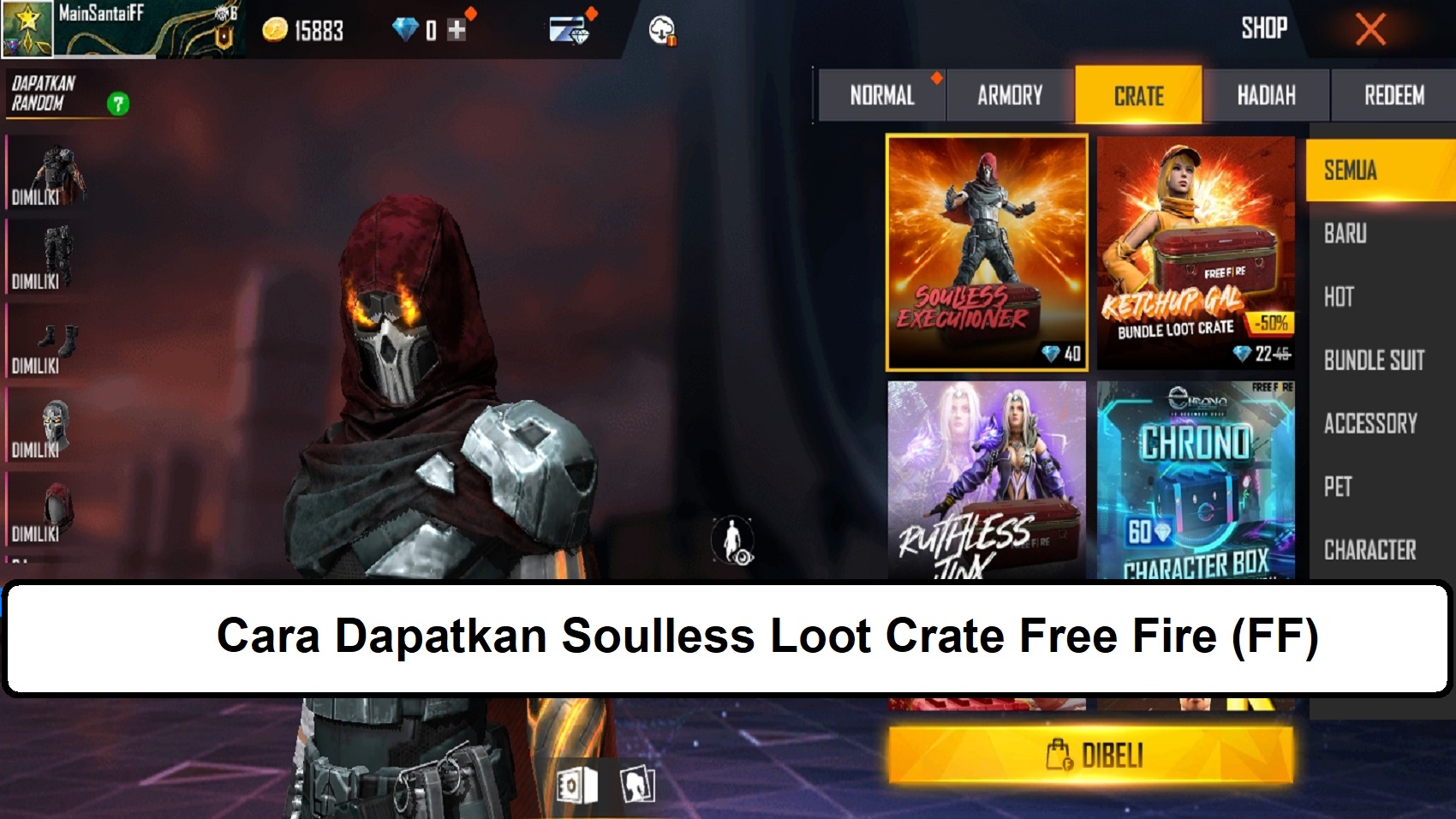 Cara Dapatkan Soulless Loot Crate Free Fire FF Esportsku