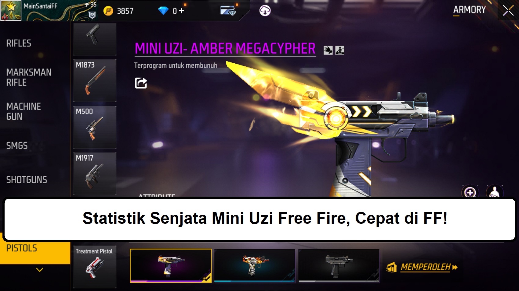 Statistik Senjata Uzi Free Fire Cepat Di FF Esportsku