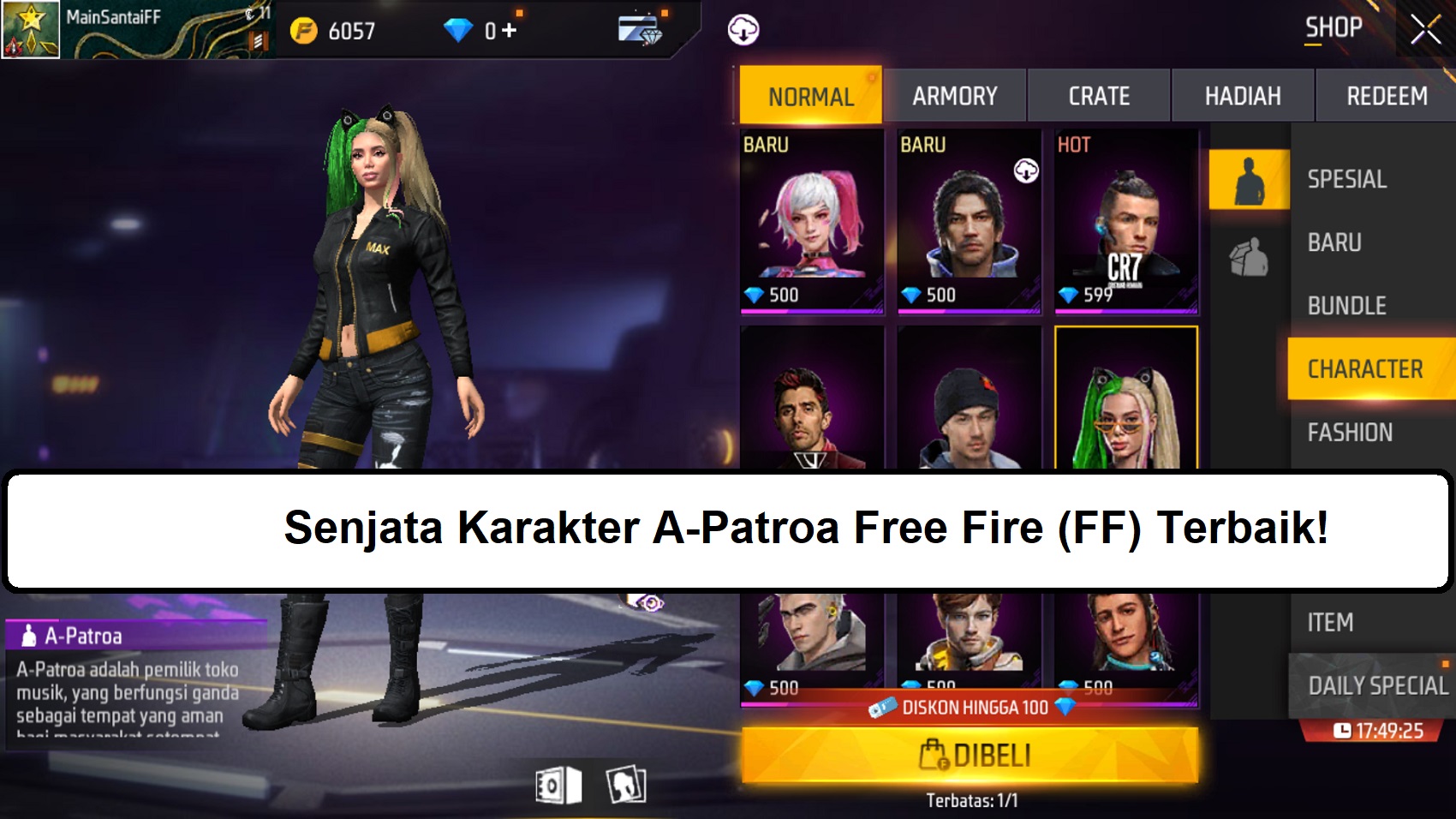 5 Senjata Karakter A Patroa Free Fire FF Terbaik Esportsku