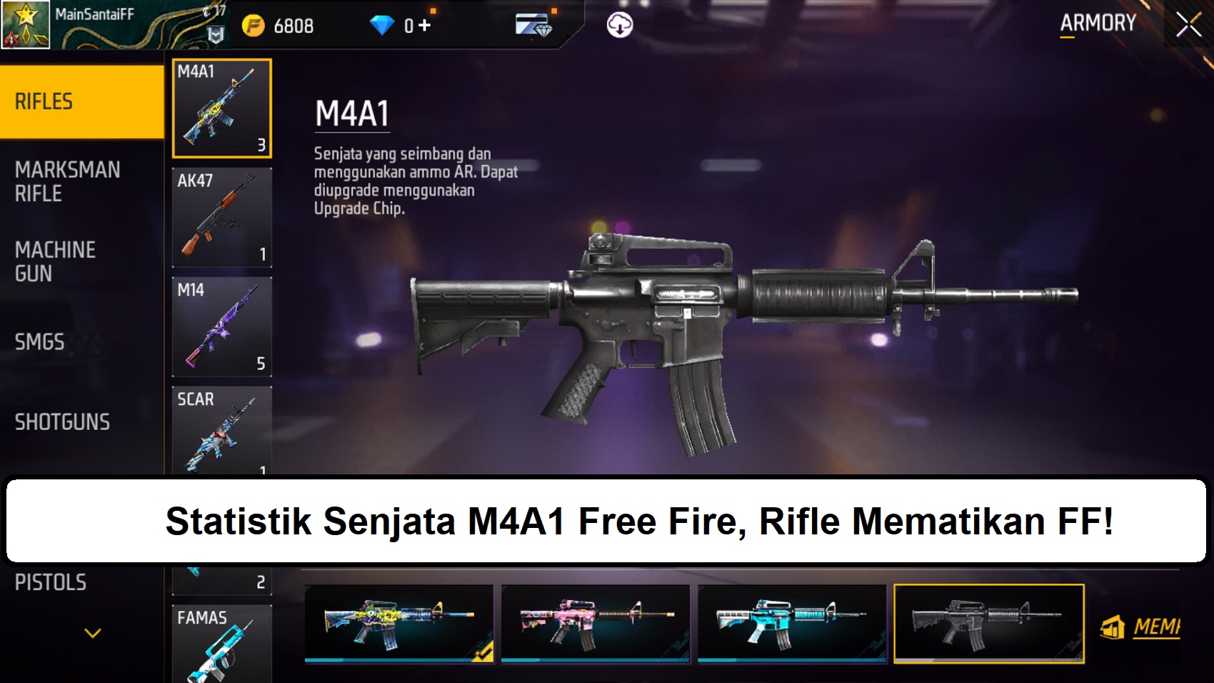 Statistik Senjata M4A1 Free Fire Rifle Mematikan FF Esportsku