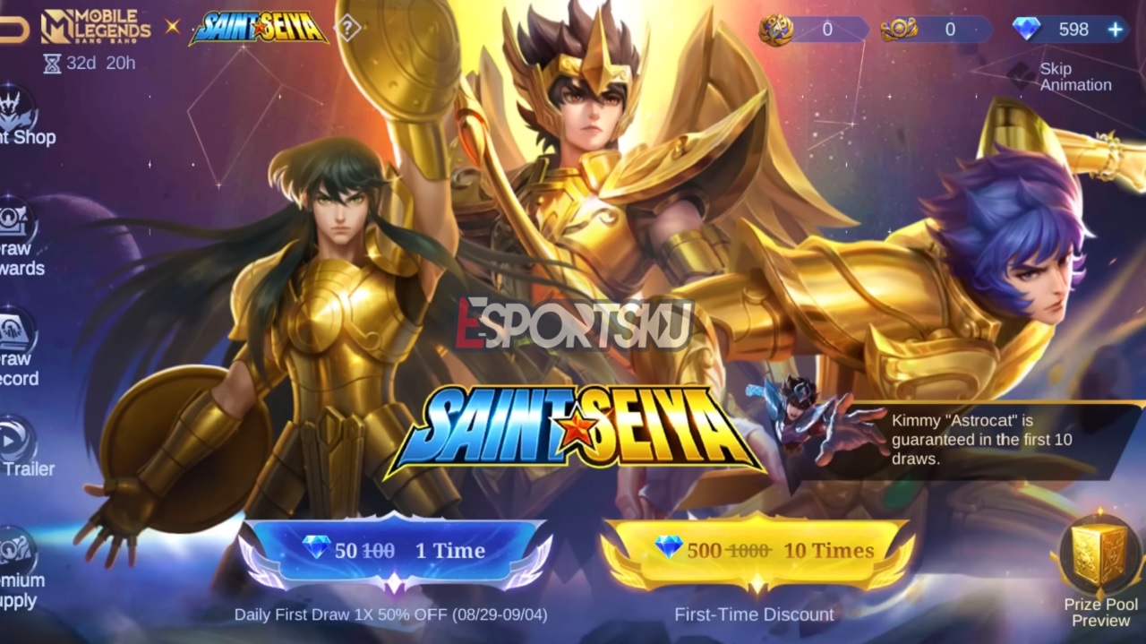 Cara Dapatkan Skin Saint Seiya Mobile Legends ML Esportsku