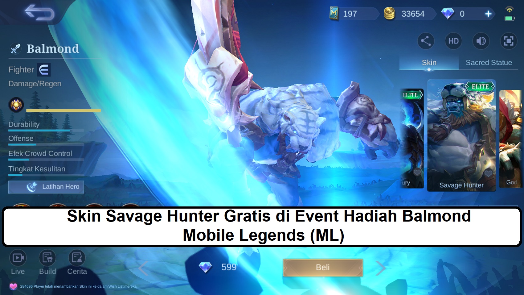 Skin Savage Hunter Gratis Di Event Hadiah Balmond Mobile Legends Ml