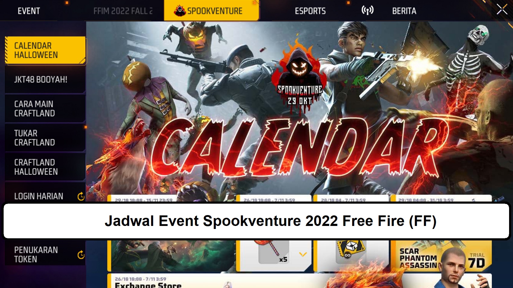 Jadwal Event Spookventure 2022 Free Fire FF Esportsku