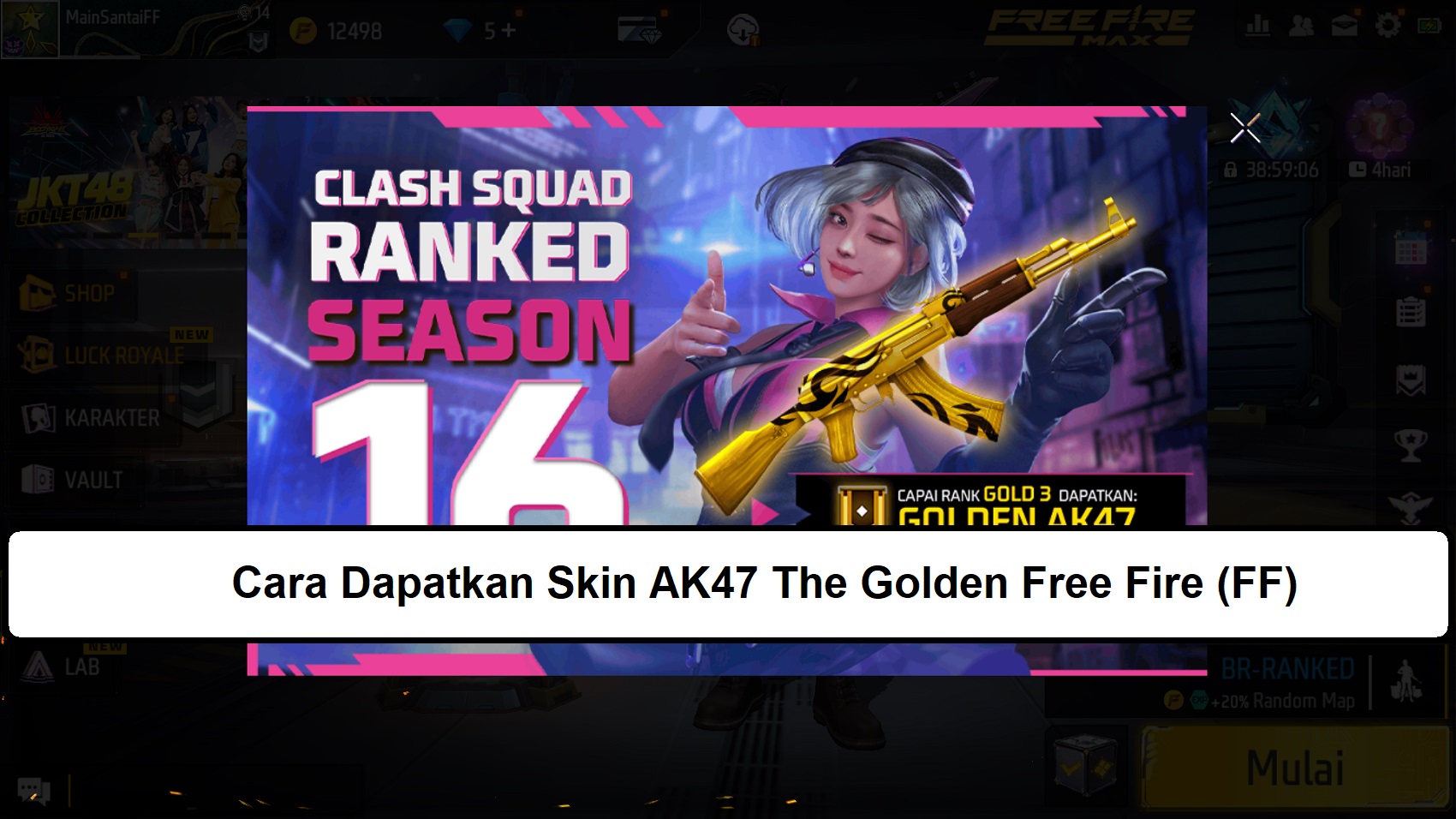 Cara Dapatkan Skin Ak The Golden Free Fire Ff Esportsku