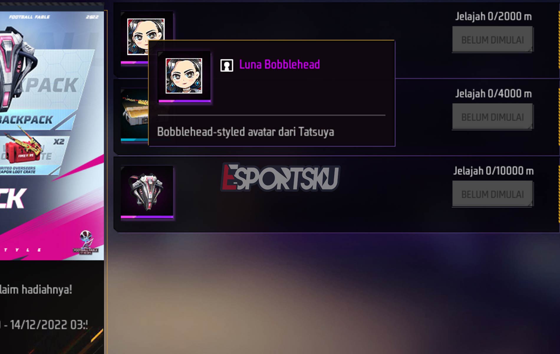 Cara Dapatkan Avatar Luna Bobblehead Free Fire Ff Esportsku