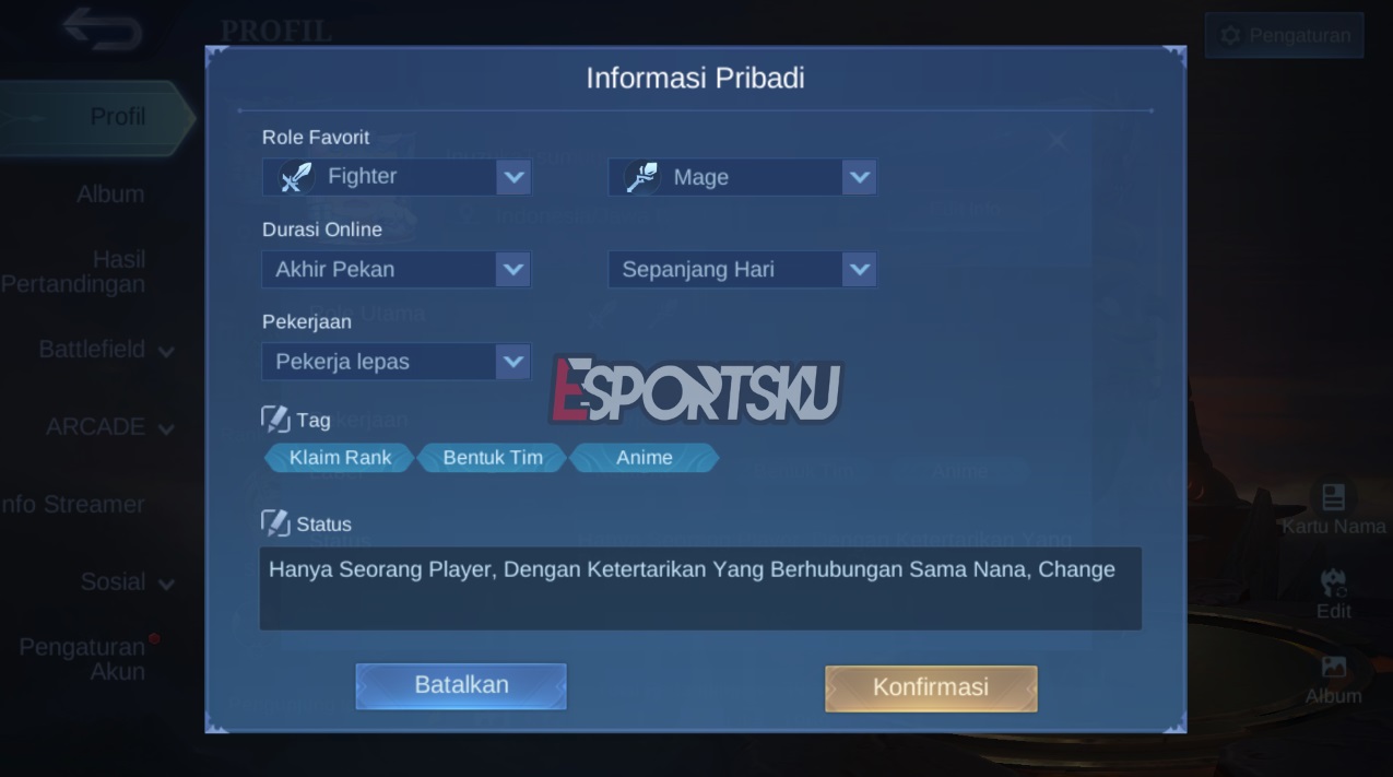 Cara Mengatur Kartu Nama Di Mobile Legends ML Mudah Banget Esportsku