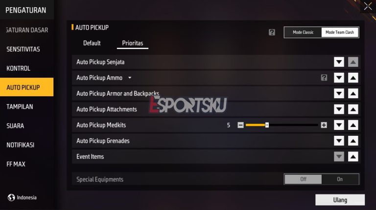 Tips Setting Auto Pickup Free Fire FF Looting Makin Aman Esportsku