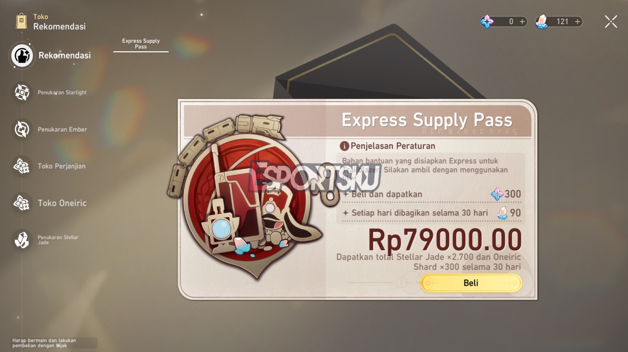 Cara Top Up Express Supply Pass Honkai Star Rail Esportsku