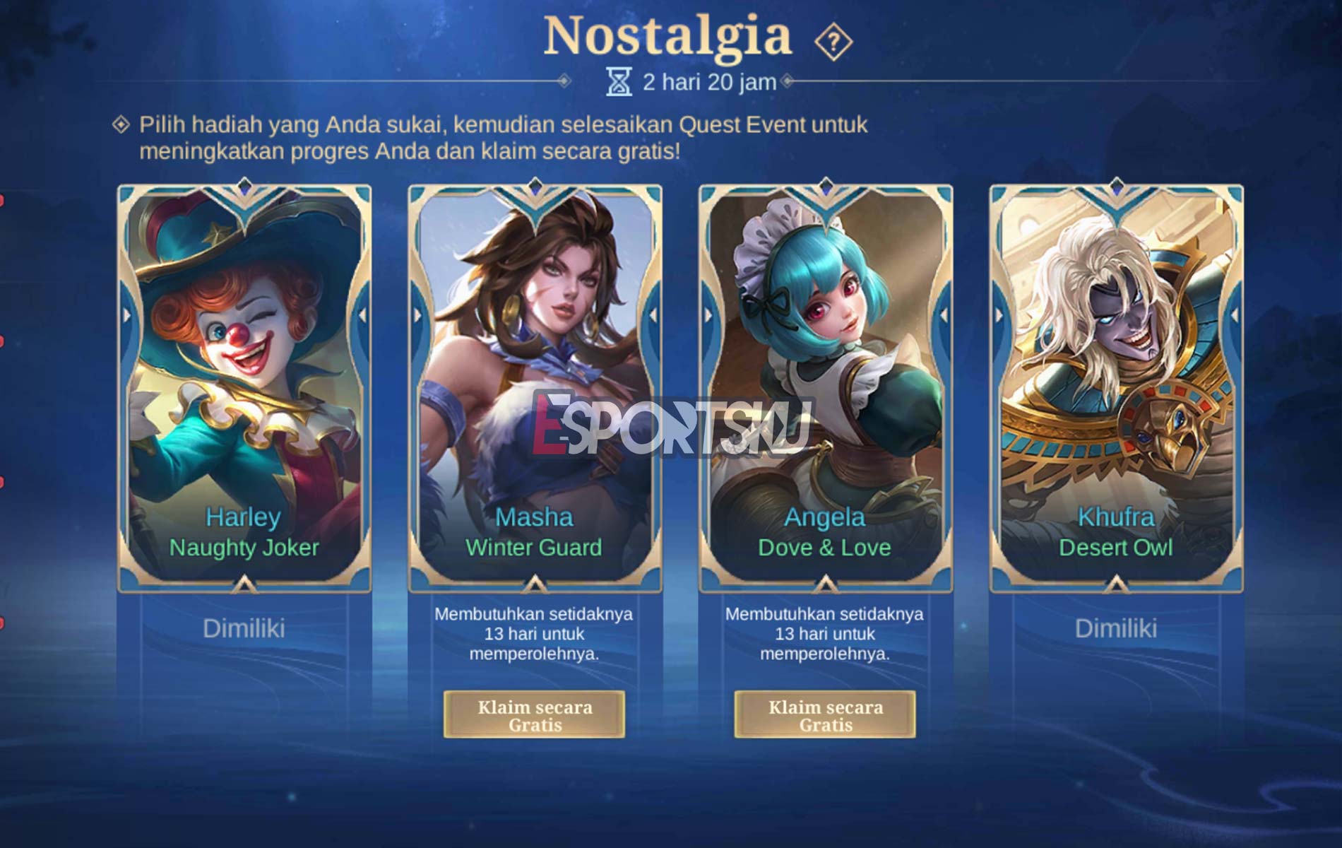 Berapa Lama Dapat Skin Di Event Nostalgia Mobile Legends Ml Esportsku