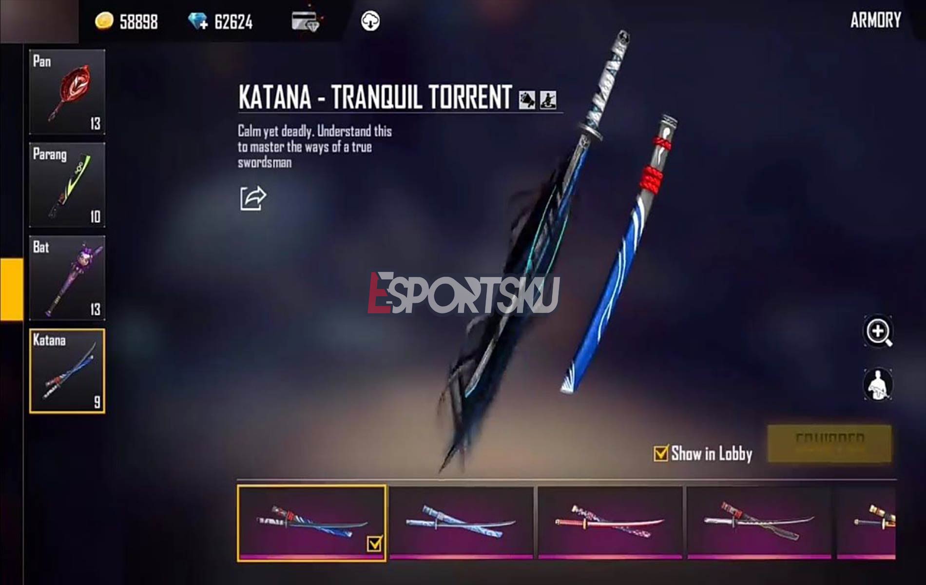 Harga Skin Katana Tranquil Torrent Epic Free Fire Ff Esportsku