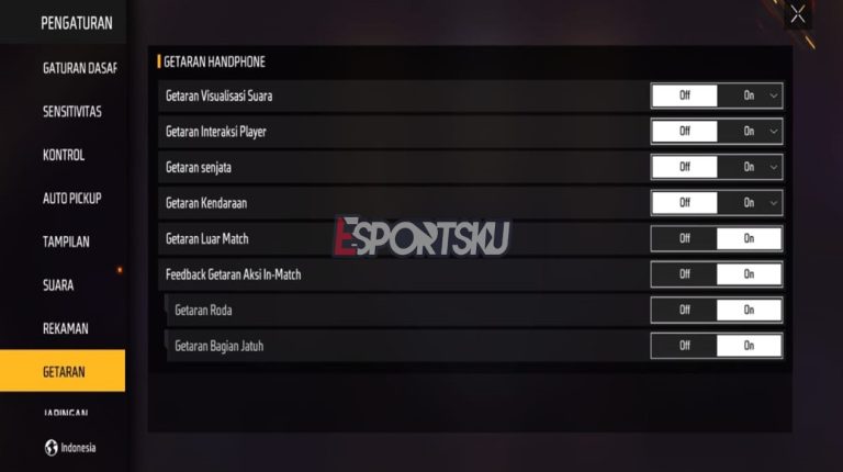 Cara Mematikan Getaran Saat Main Free Fire FF Esportsku