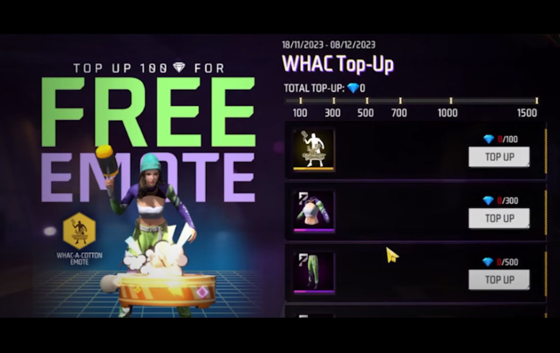 Event Free Emote Top Up Free Fire FF Esports