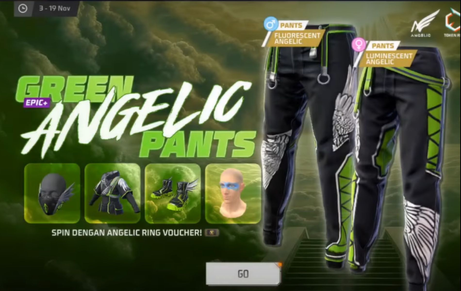 Green Angelic Pants Event Schedule Free Fire FF Esports