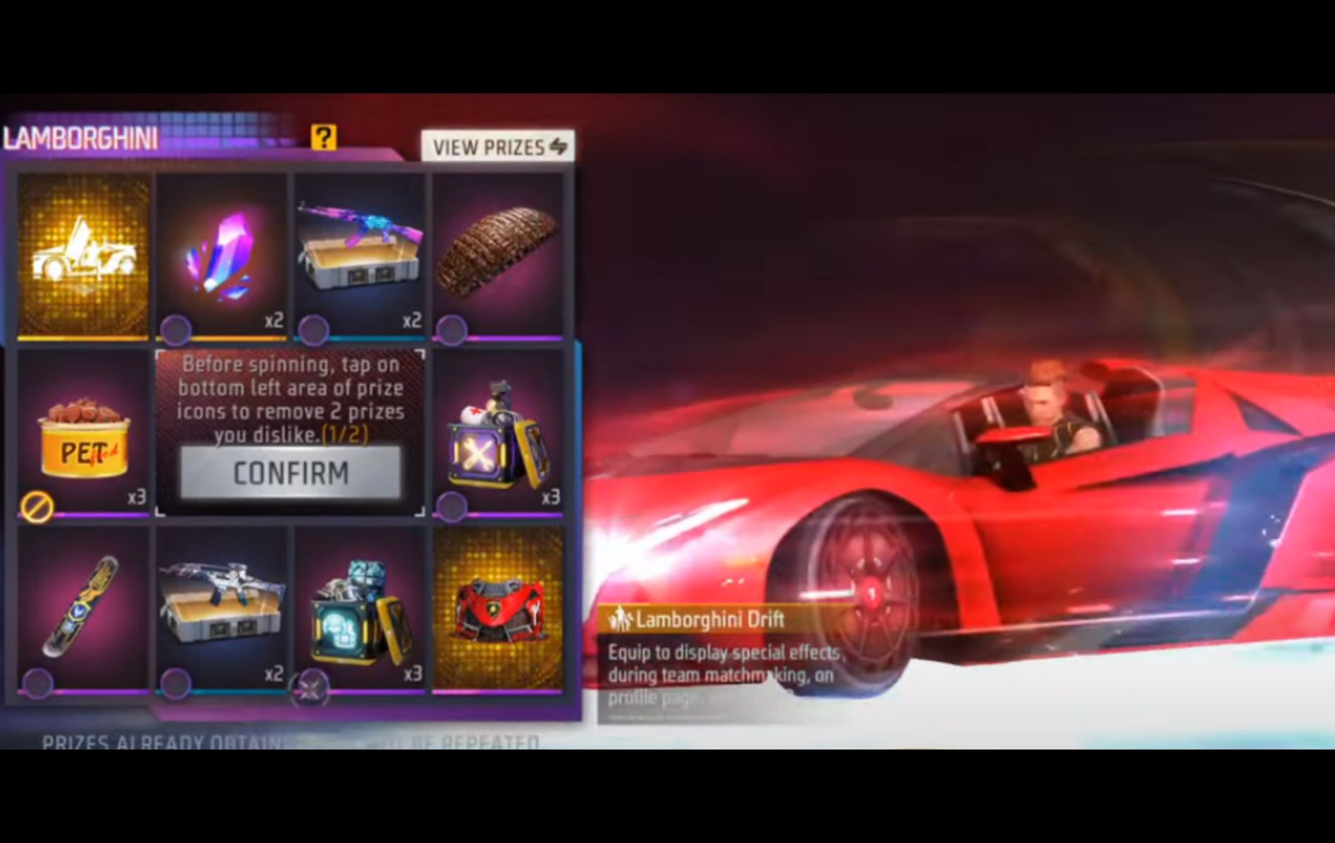 Berapa Diamond Animation Lamborghini Drift Free Fire FF Esportsku