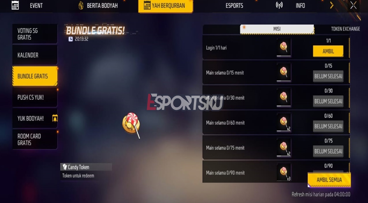 5 Cara Dapatkan Token Permen Free Fire FF Esportsku