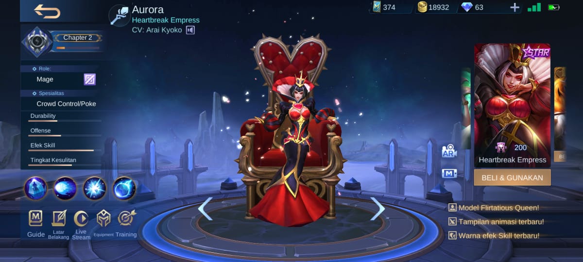 How to Get the Aurora Heartbreak Empress Mobile Legends (ML) Skin