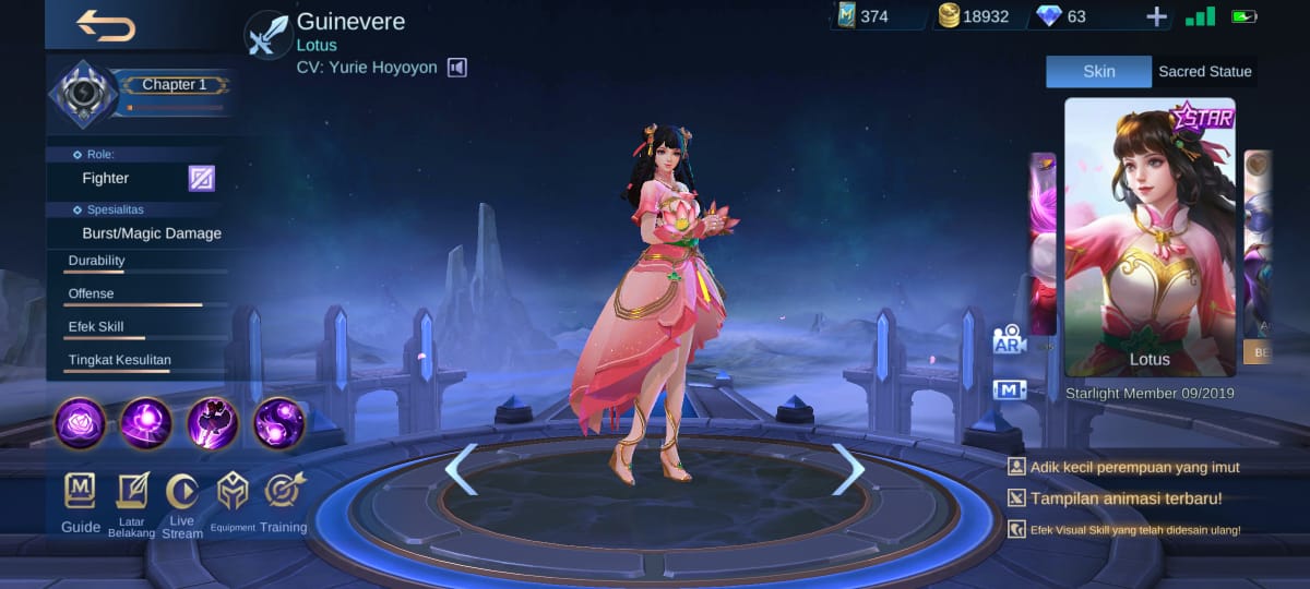 Harga Skin Guinevere Lotus Starlight Mobile Legends (ML)