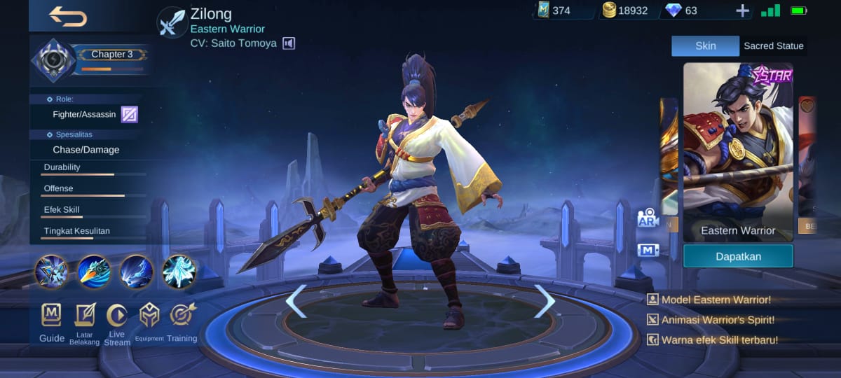 Cara Dapatkan Skin Zilong Eastern Warrior Mobile Legends (ML)