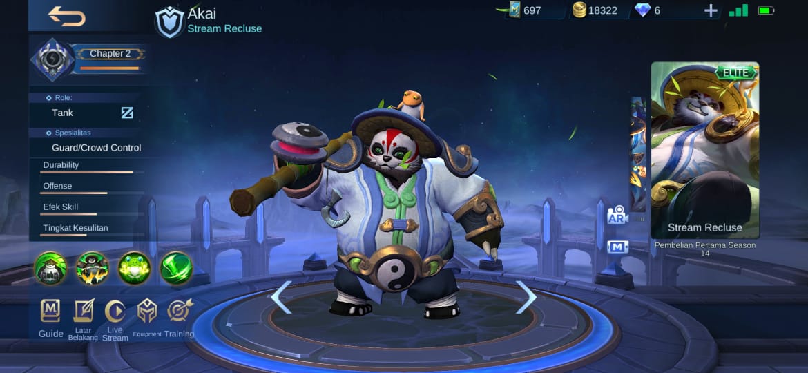Harga Skin Akai Stream Recluse Elite Mobile Legends (ML)