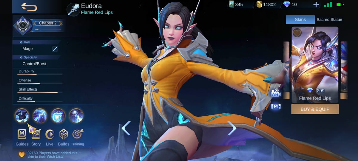 Harga Skin Eudora Flame Red Lips Normal Mobile Legends (ML)