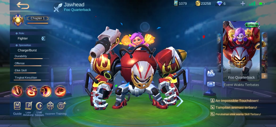 Harga Skin Jawhead Foo Quarterback Elite Mobile Legends (ML)