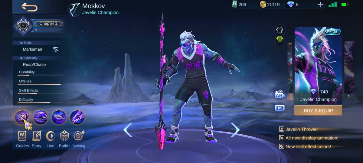 Como obter a skin Moskov Javelin Champion Mobile Legends (ML)