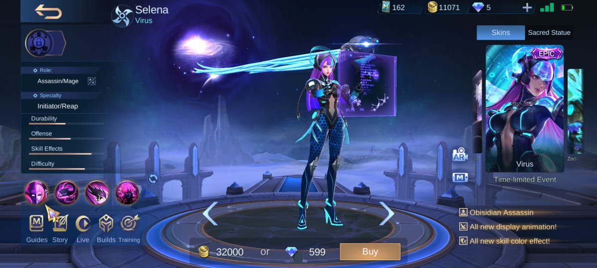Harga Skin Epic Selena Virus Mobile Legends (ML)