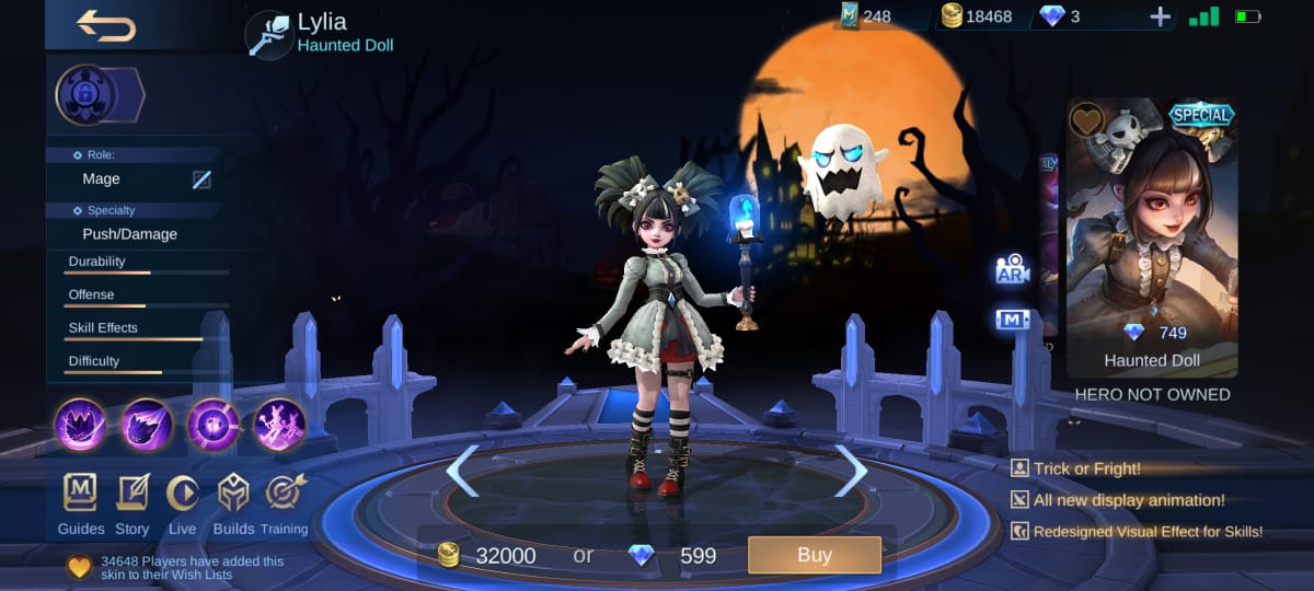 Harga Skin Lylia Haunted Doll Halloween Mobile Legends (ML)