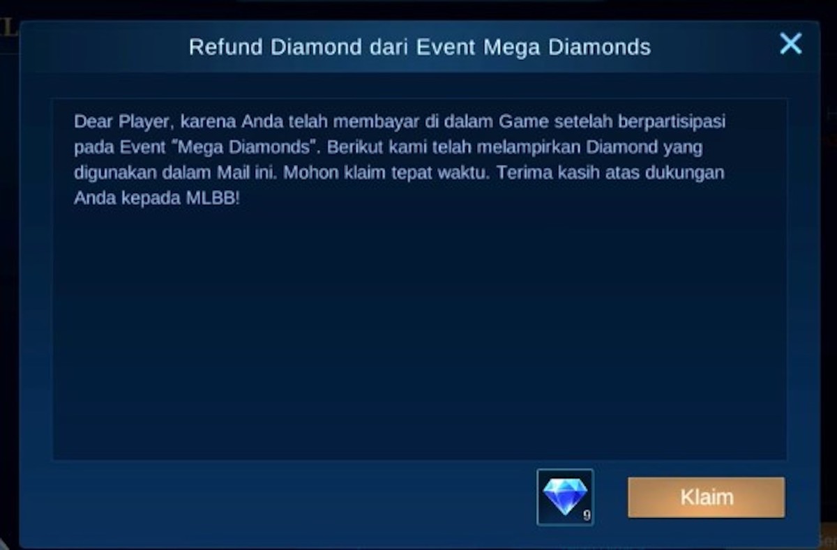 Bug Refund Diamond Mobile Legends (ML)
