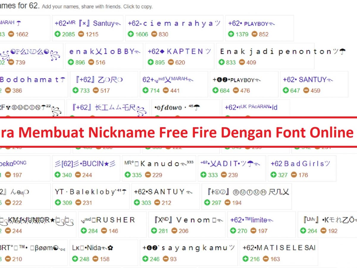 Cara Membuat Nickname Free Fire Dengan Font Online Ff Esportsku