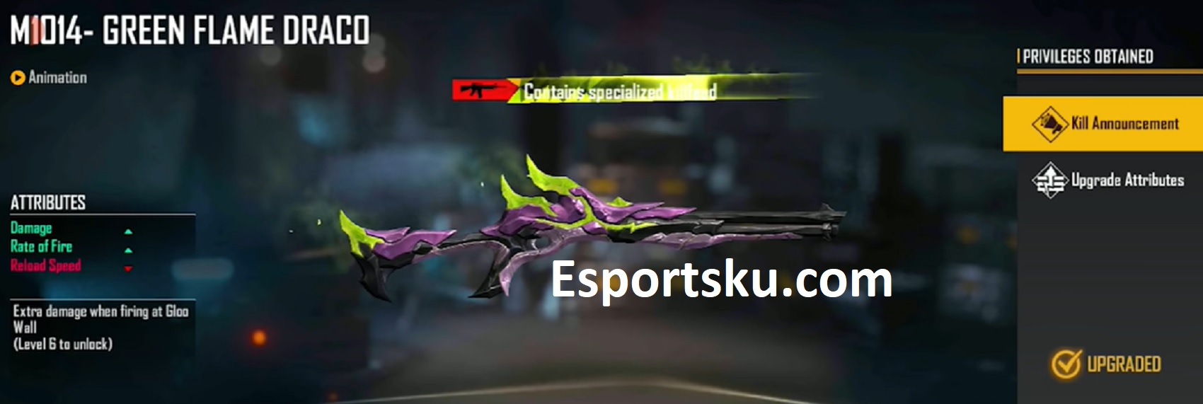 Change In Level Of Ff M1014 Green Flame Draco Free Fire Everyday News