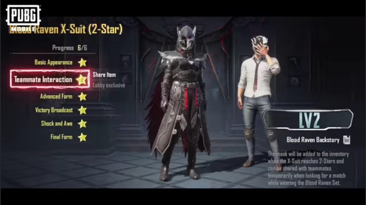 Blood Raven X-Suit's 6 Levels Appearance