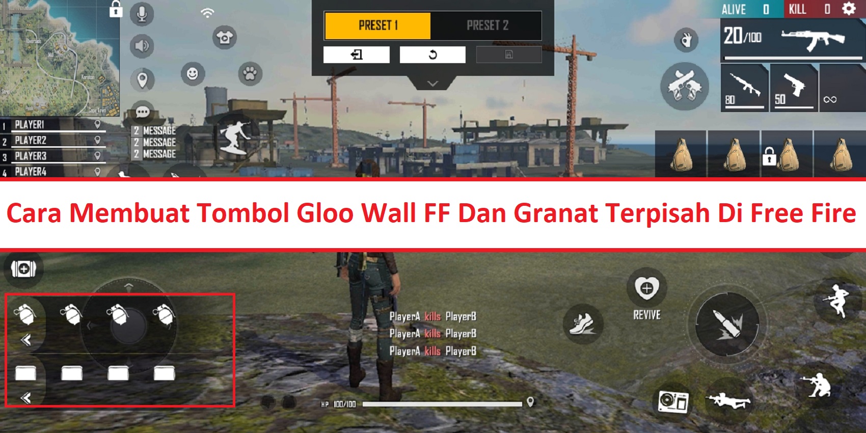 Cara Memisahkan Tombol Gloo Wall FF Dan Granat Free Fire