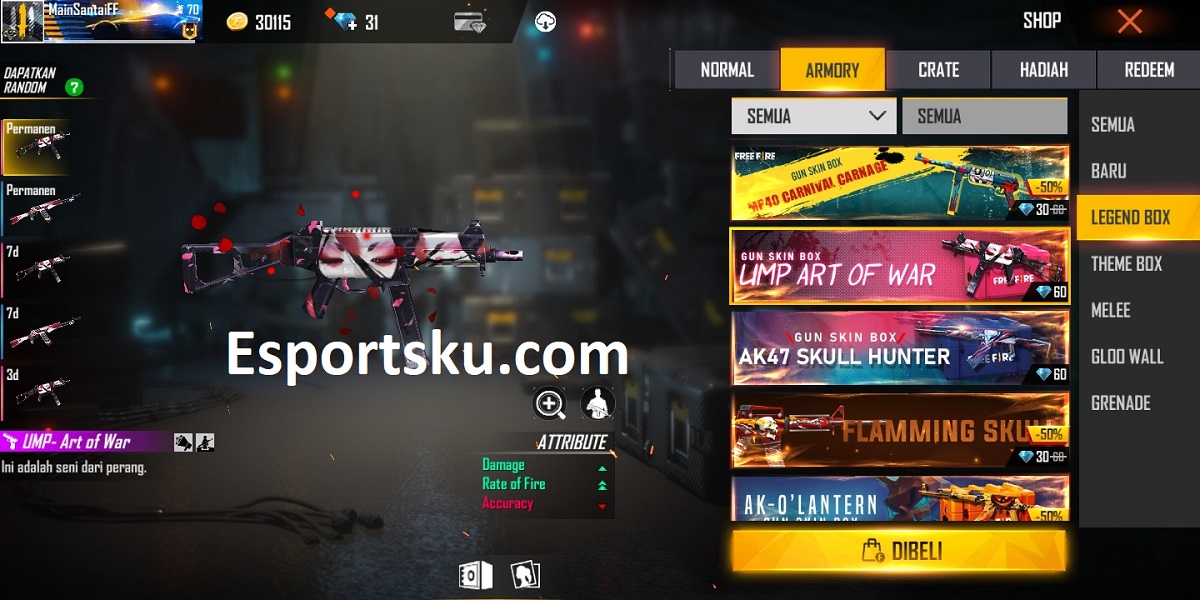 Cara Mendapatkan Skin Art of War UMP Free Fire (FF)