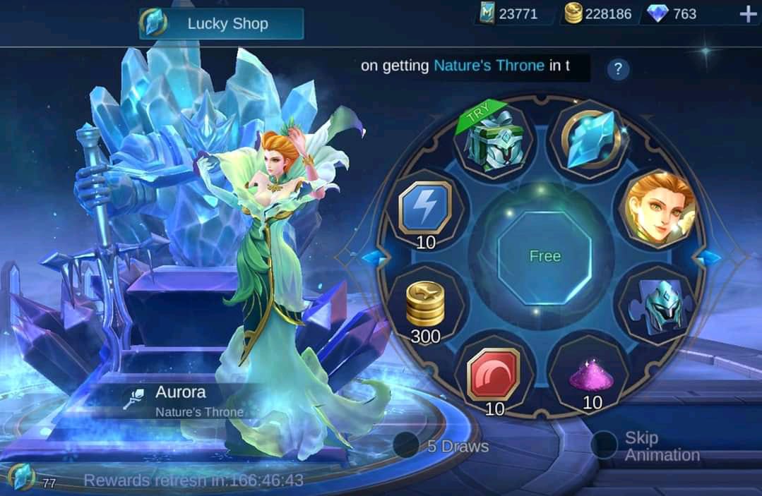 Tips & Trik Lucky Spin Skin Aurora Nature's Throne Mobile Legends (ML)