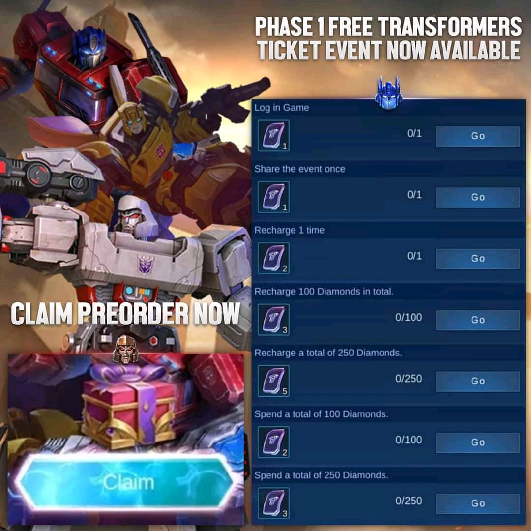 Cara Mendapatkan Transformers Ticket Gratis Mobile Legends (ML)
