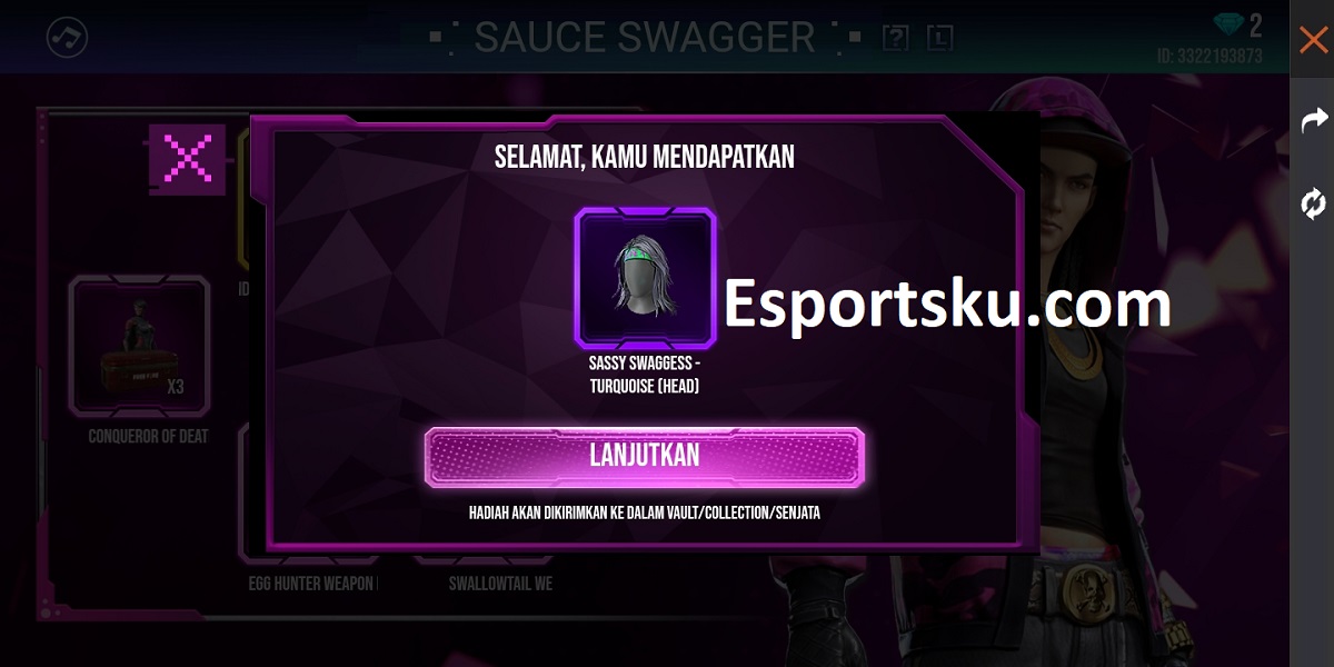 Cara Mendapatkan Skin Rambut Turquoise Free Fire (FF)