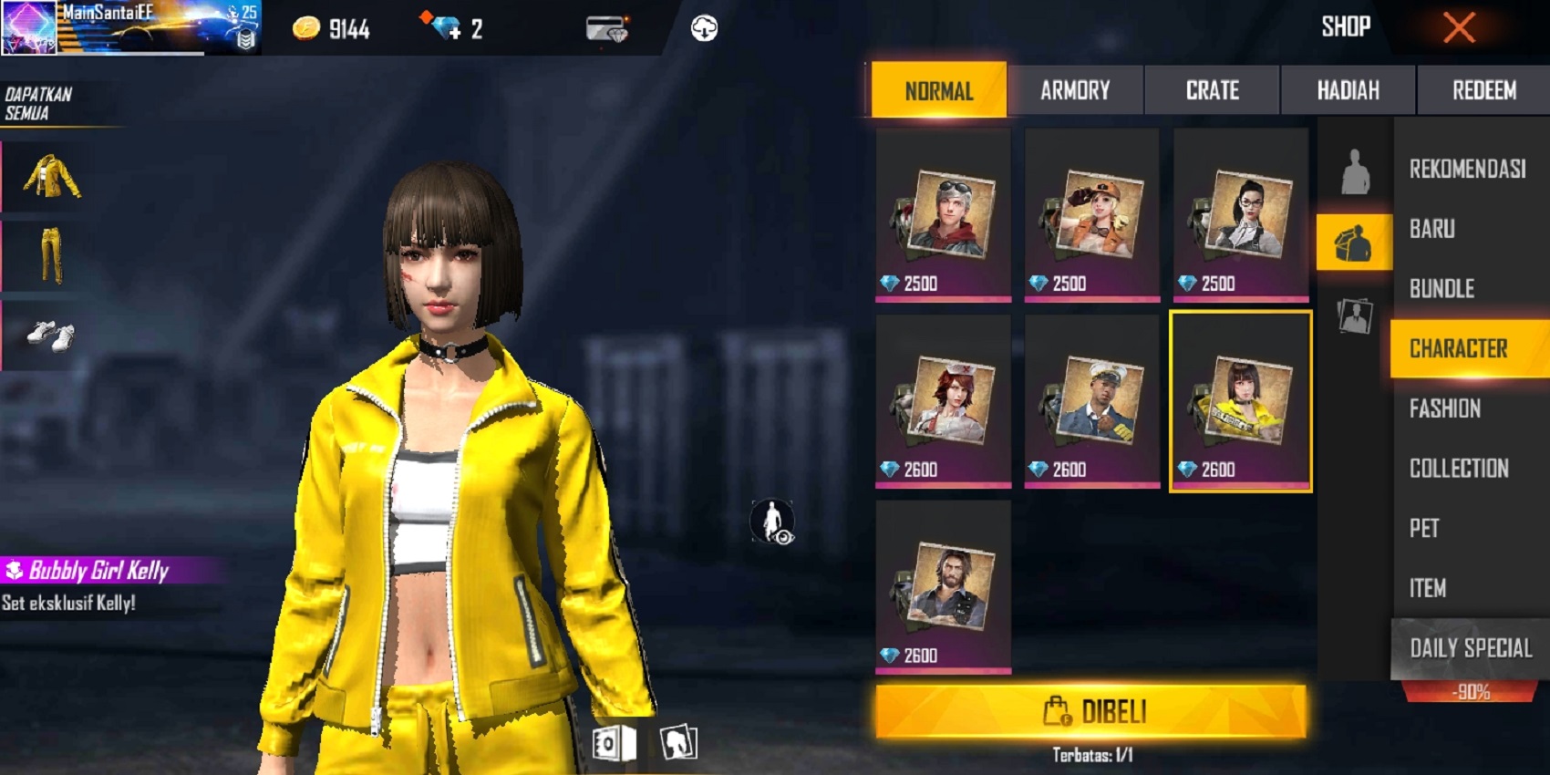 Berapa Harga Skin Kelly Free Fire (FF) Ala Esportsku – Esportsku