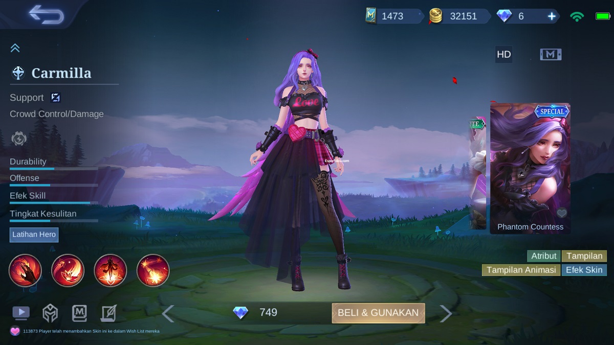 How to Get Phantom Countess Carmilla Mobile Legends (ML) Skin