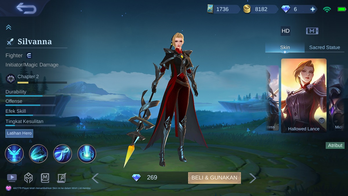 Harga Skin Silvanna Hallowed Lance Normal Mobile Legends (ML)
