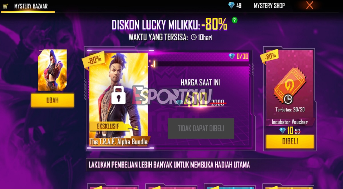 Mystery Shop FF Desember 2021, Rilis Trap Alpha Free Fire