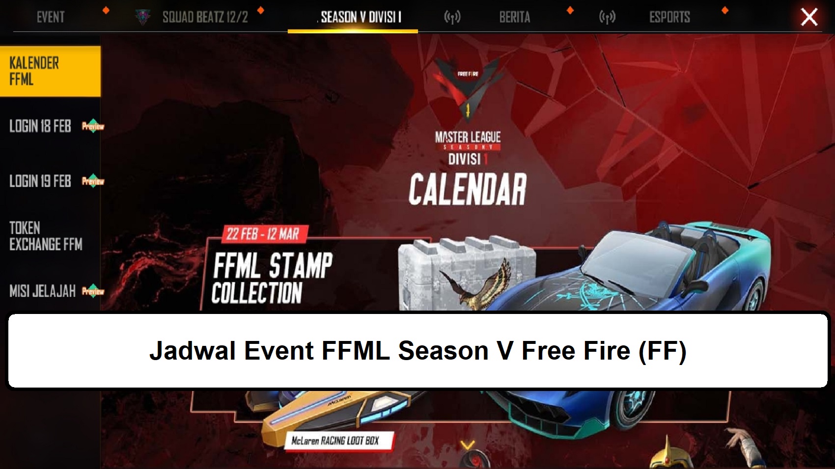 Jadwal Event FFML Season V Free Fire (FF)