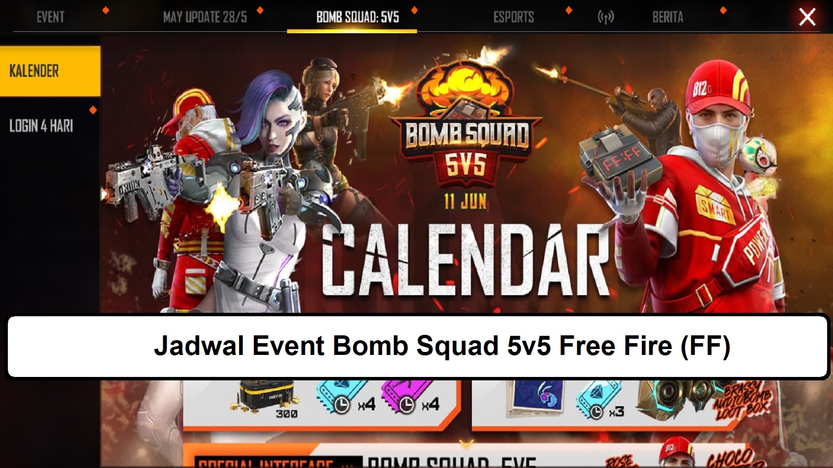 Jadwal Event Bomb Squad 5v5 Free Fire (FF)